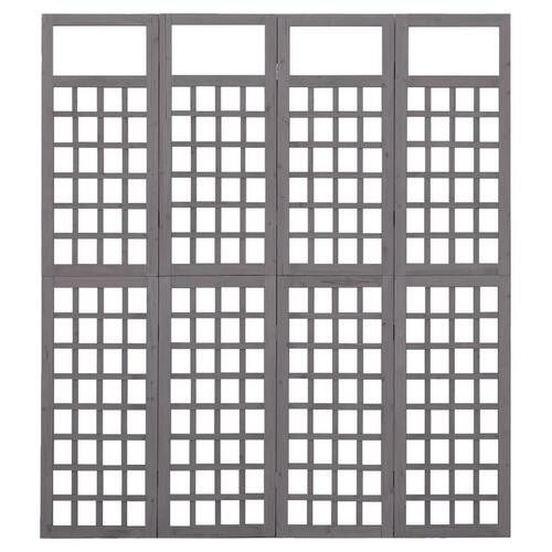 4-panels rumdeler/espalier 161x180 cm massivt grantræ grå