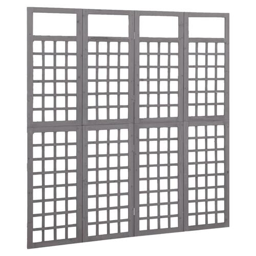 4-panels rumdeler/espalier 161x180 cm massivt grantræ grå