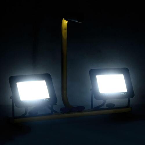 LED-projektør med håndtag 2x30 W kold hvid