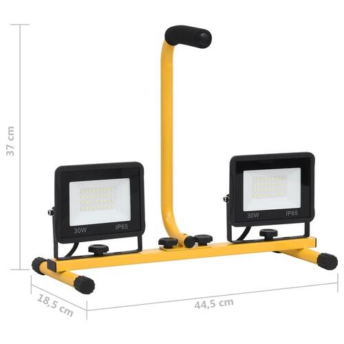 LED-projektør med håndtag 2x30 W varm hvid