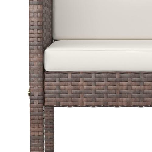 Barstole 2 stk. med hynder polyrattan brun