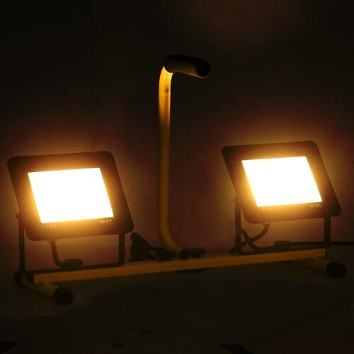 LED-projektør med håndtag 2x50 W varm hvid