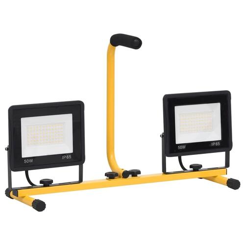 LED-projektør med håndtag 2x50 W varm hvid