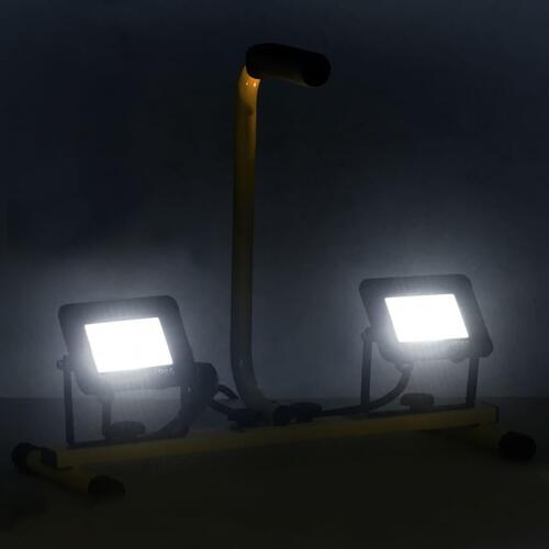 LED-projektør med håndtag 2x20 W koldt hvidt lys