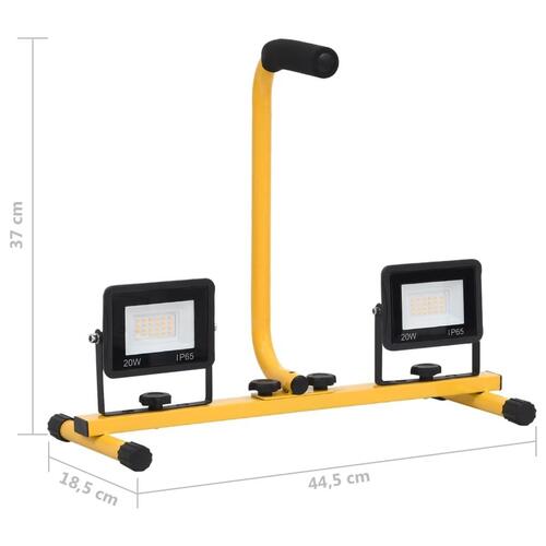 LED-projektør med håndtag 2x20 W koldt hvidt lys