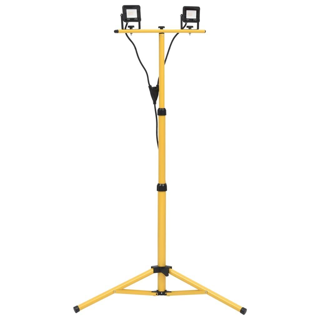 LED-projektør med stativ 2x10 W kold hvid
