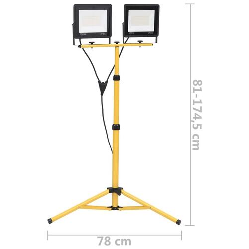 LED-projektør med stativ 2x100 W kold hvid