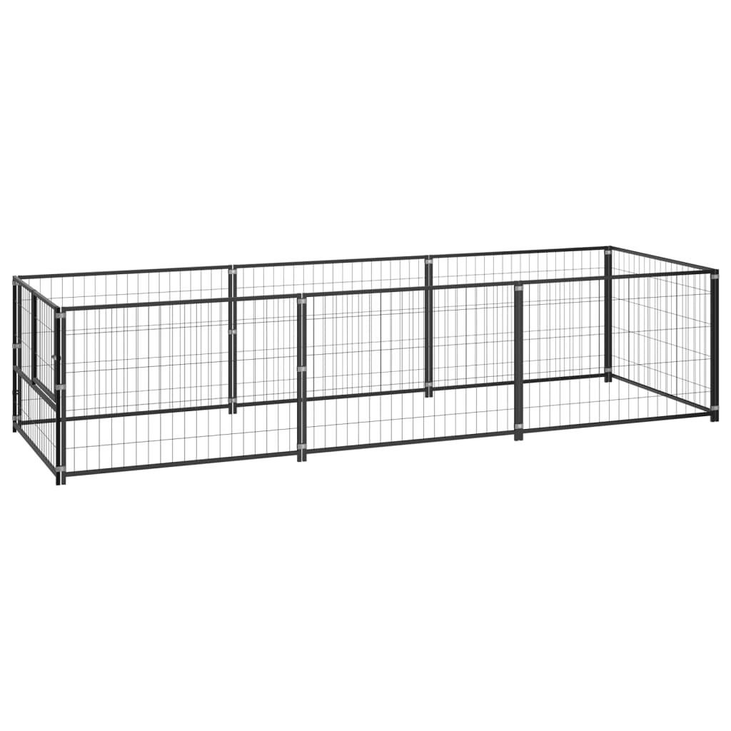 Hundeløbegård 3 m² stål sort