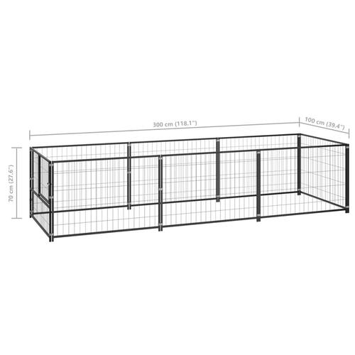 Hundeløbegård 3 m² stål sort