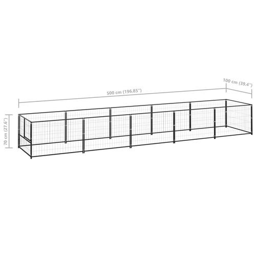 Hundeløbegård 5 m² stål sort