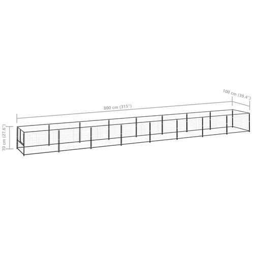 Hundeløbegård 8 m² stål sort