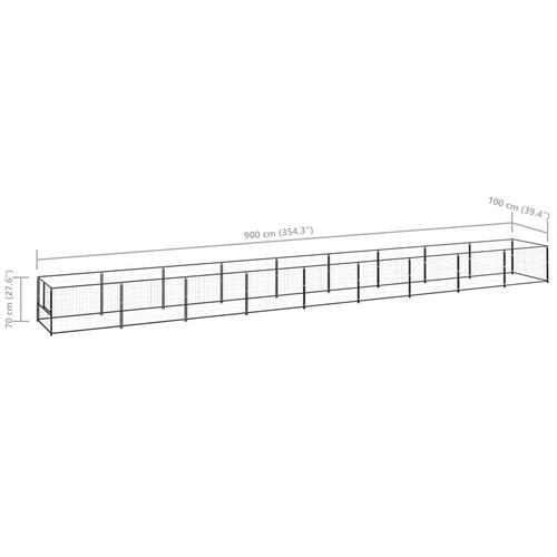 Hundeløbegård 9 m² stål sort