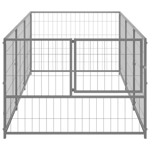 Hundeløbegård 3 m² stål sølvfarvet