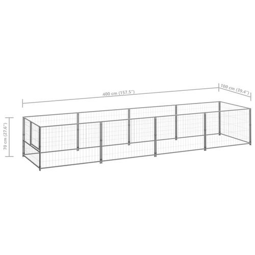 Hundeløbegård 4 m² stål sølvfarvet