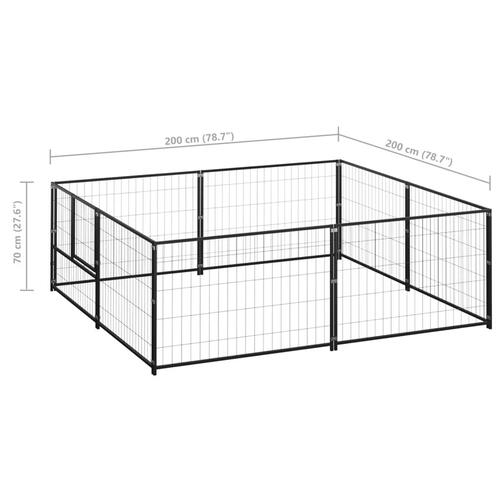 Hundeløbegård 4 m² stål sort