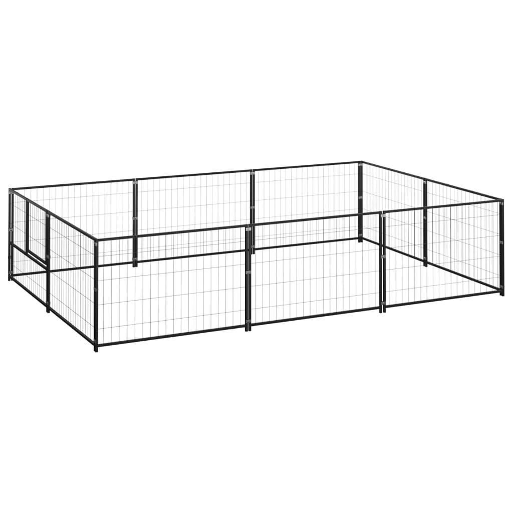 Hundeløbegård 6 m² stål sort