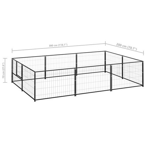 Hundeløbegård 6 m² stål sort