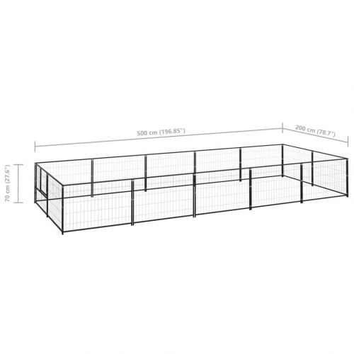 Hundeløbegård 10 m² stål sort