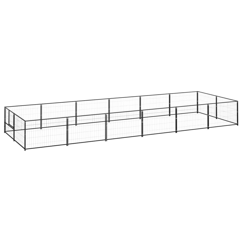 Hundeløbegård 12 m² stål sort