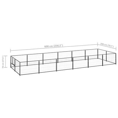 Hundeløbegård 12 m² stål sort