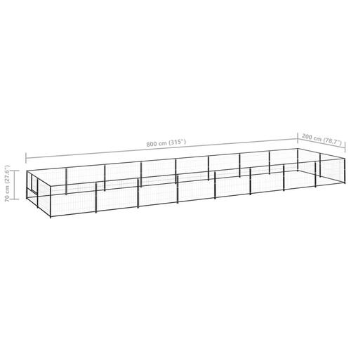 Hundeløbegård 16 m² stål sort