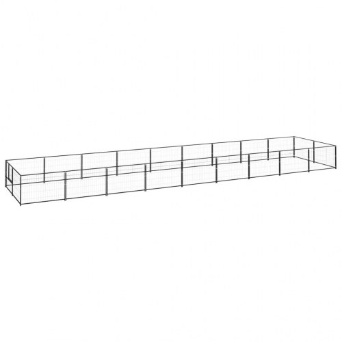 Hundeløbegård i stål - 18 m², sort, 900 × 200 × 70 cm