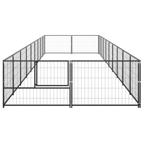 Hundeløbegård i stål - 18 m², sort, 900 × 200 × 70 cm