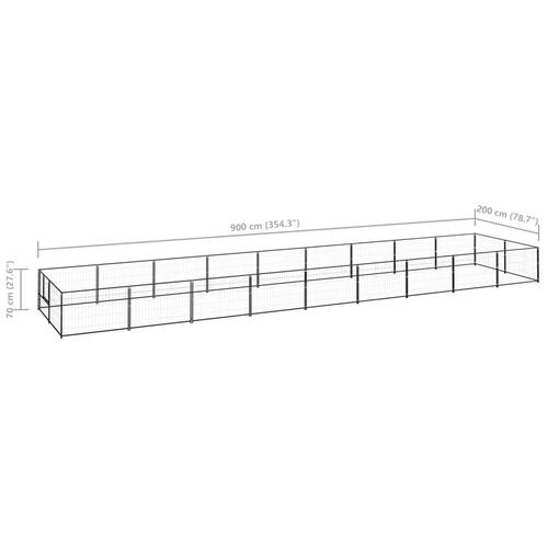 Hundeløbegård 18 m² stål sort