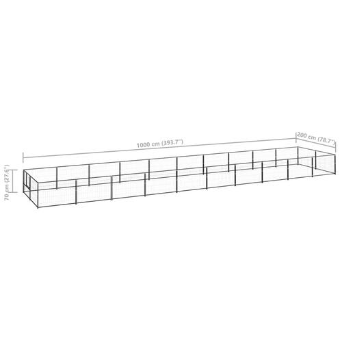 Hundeløbegård 20 m² stål sort