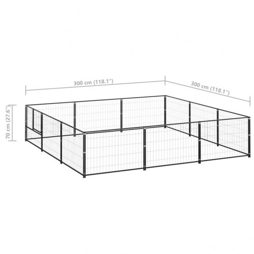 Hundeløbegård 9 m² stål sort