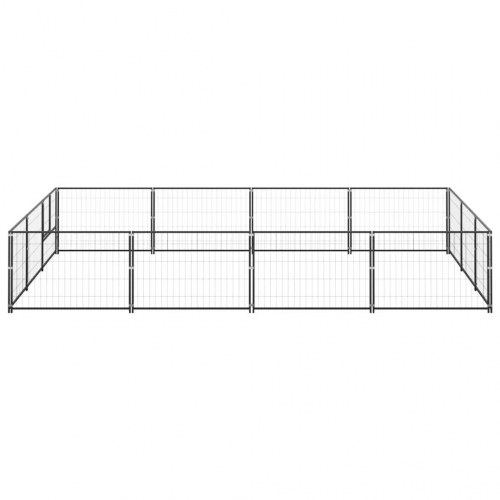Hundeløbegård 12 m² i stål - sort, 400 × 300 × 70 cm