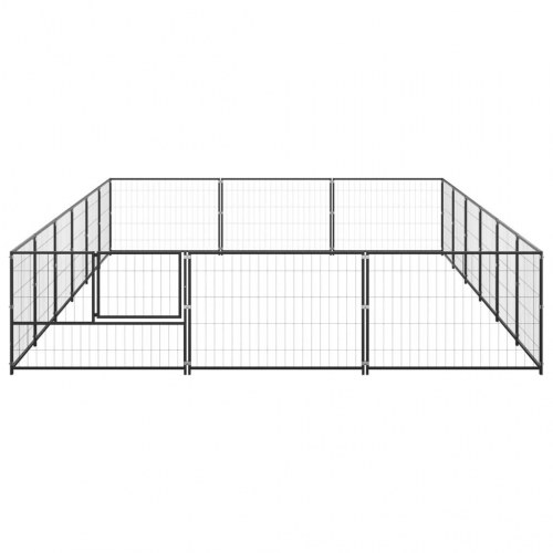 Hundeløbegård 18 m² i stål - sort, 600 × 300 × 70 cm