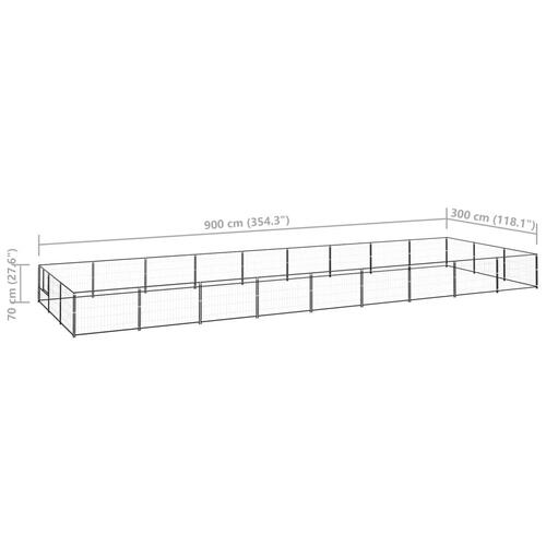 Hundeløbegård 27 m² stål sort