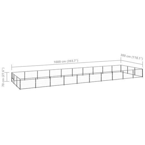 Hundeløbegård 30 m² stål sort
