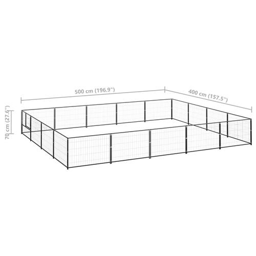 Hundeløbegård 20 m² stål sort