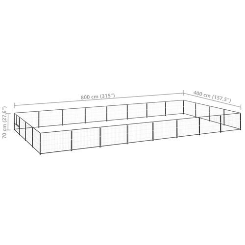 Hundeløbegård 32 m² stål sort