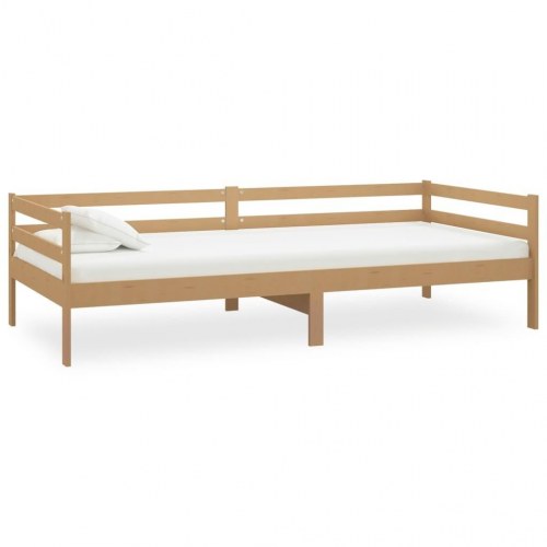 Daybed med madras 90x200 cm massivt fyrretræ gyldenbrun