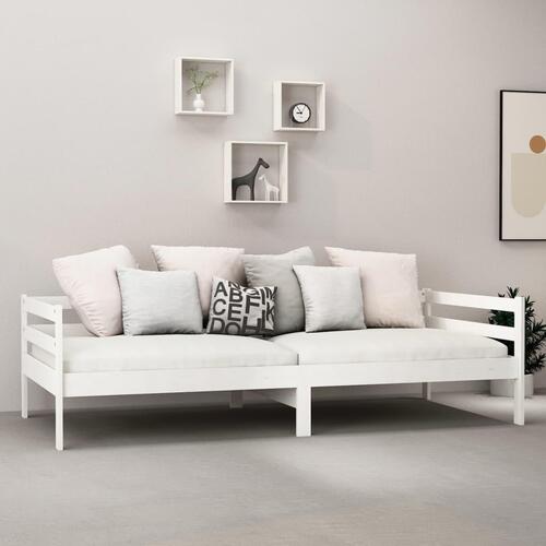 Daybed med madras 90x200 cm massivt fyrretræ hvid