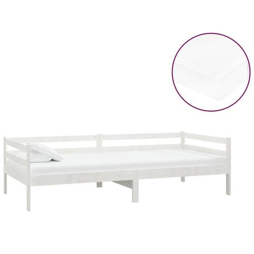 Daybed med madras 90x200 cm massivt fyrretræ hvid