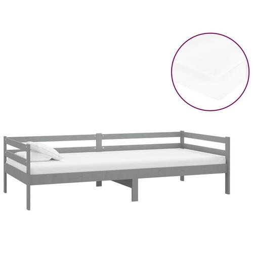 Daybed med madras 90x200 cm massivt fyrretræ grå