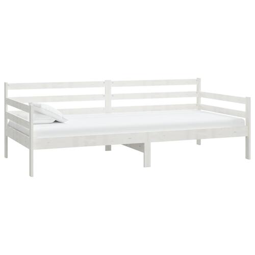 Daybed med madras 90x200 cm massivt fyrretræ hvid