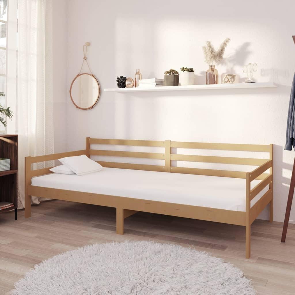 Daybed med madras 90x200 cm massivt fyrretræ gyldenbrun