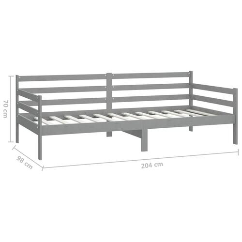 Daybed med madras 90x200 cm massivt fyrretræ grå