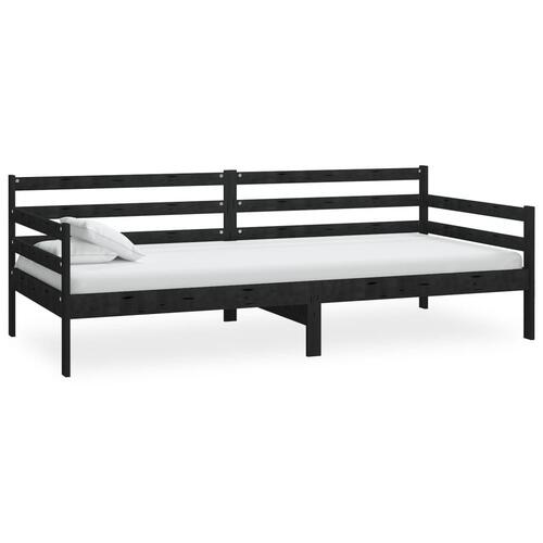 Daybed med madras 90x200 cm massivt fyrretræ sort