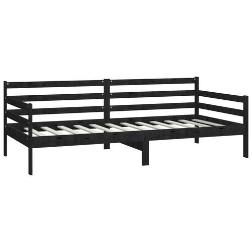 Daybed med madras 90x200 cm massivt fyrretræ sort