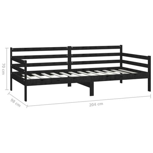 Daybed med madras 90x200 cm massivt fyrretræ sort