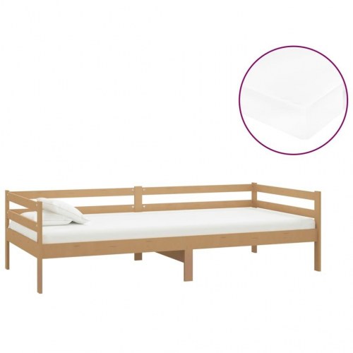 Daybed med madras 90x200 cm massivt fyrretræ gyldenbrun