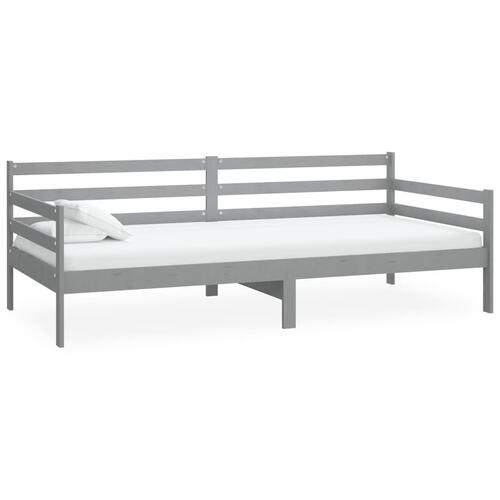 Daybed med madras 90x200 cm massivt fyrretræ grå