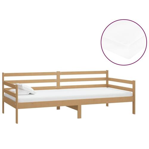 Daybed med madras 90x200 cm massivt fyrretræ gyldenbrun