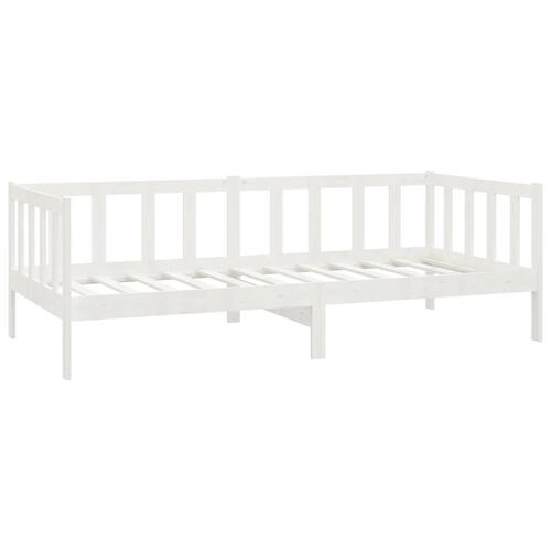 Daybed med madras 90x200 cm massivt fyrretræ hvid